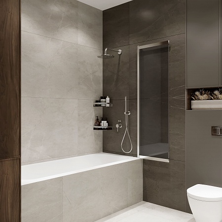 Шторка на ванну слайдер Terminus Ното 01 1500х900 проф.хром, тонированная Рубцовск - фото 3