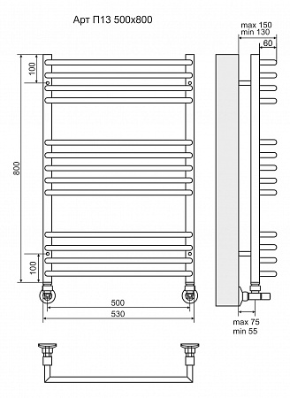 Арт П13 500х800 Полотенцесушитель  TERMINUS  Рубцовск - фото 3