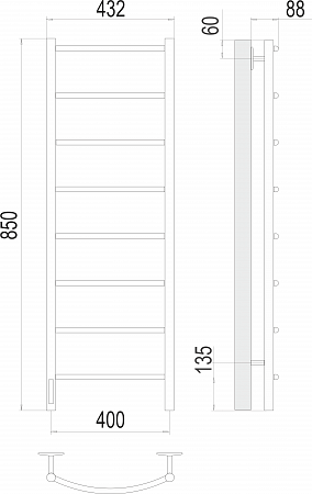 Классик П8 400х850 Электро слева Полотенцесушитель TERMINUS Рубцовск - фото 3 Классик П8 400х850 Электро слева Полотенцесушитель TERMINUS Рубцовск - фото 3