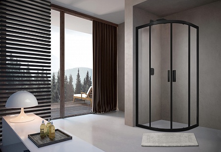 Душевой уголок слайдер Terminus Соренто 06 1000х1000х2000  четверть круга чёрный Рубцовск - фото 2