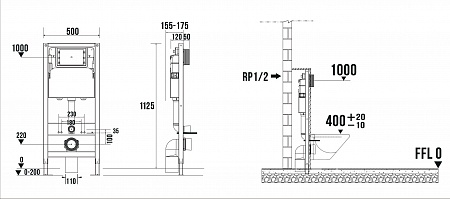 Сенсорная система инсталляции для подвесного унитаза 500х1125 (3 в 1) Terminus Рубцовск - фото 9