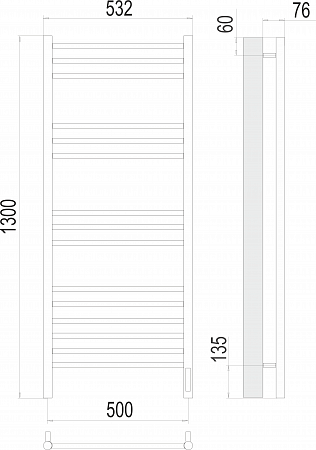 Аврора П15 500х1300 электро Полотенцесушитель TERMINUS Рубцовск - фото 3
