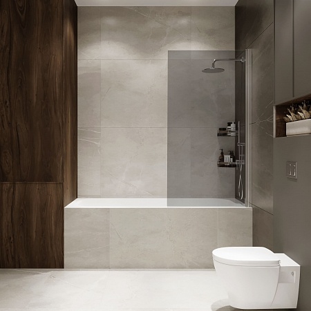 Шторка на ванну распашная Terminus Ното 02 1500х700 проф.хром, тонированная Рубцовск - фото 3