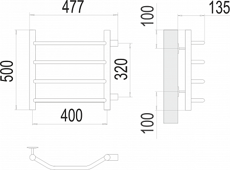 Виктория П4 400х500 бп320 Полотенцесушитель  TERMINUS Рубцовск - фото 3