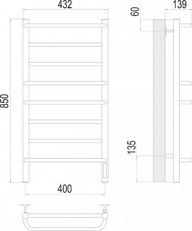 Евромикс П8 400х850 Электро Полотенцесушитель  TERMINUS Рубцовск - фото 3