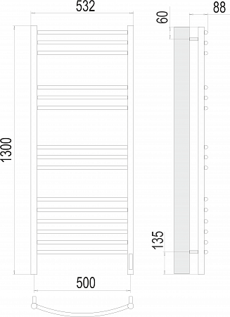 Классик П15 500х1300 электро Полотенцесушитель TERMINUS Рубцовск - фото 3