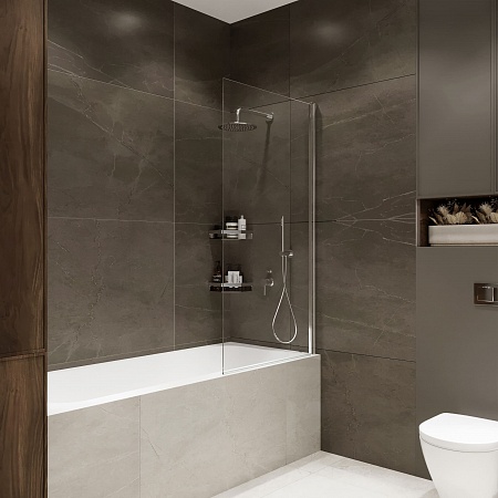 Шторка на ванну распашная Terminus Ното 02 1500х700 проф.хром Рубцовск - фото 1