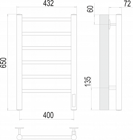 Аврора П6 400х650 Электро Полотенцесушитель  TERMINUS Рубцовск - фото 3