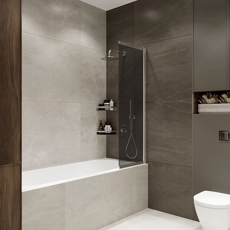 Шторка на ванну слайдер Terminus Ното 01 1500х900 проф.хром, тонированная Рубцовск - фото 2