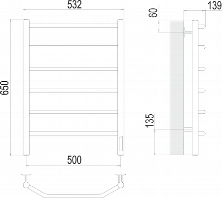 Виктория П6 500х650 Электро Полотенцесушитель  TERMINUS Рубцовск - фото 3
