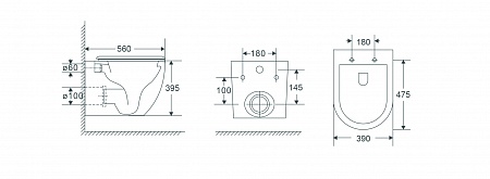 Подвесной унитаз безободковый Terminus Енисей Монолит 560х390 белый Рубцовск - фото 8