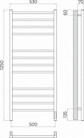 Ватикан П12 500х1250 Электро Полотенцесушитель TERMINUS Рубцовск - фото 3