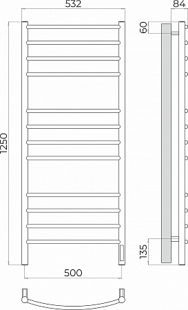 Классик П12 500х1250 Электро Полотенцесушитель TERMINUS Рубцовск - фото 3