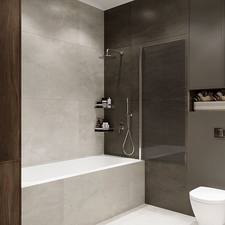 Шторка на ванну распашная Terminus Ното 02 1500х700 проф.хром, тонированная Рубцовск - фото 2