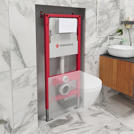 Пневматическая система инсталляции для подвесного унитаза 500х1125 (4 в 1 с клавишей смыва) Terminus Рубцовск - фото 1