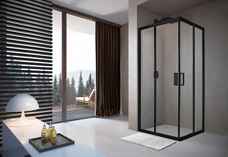 Душевой уголок слайдер Terminus Соренто 05 900х900х2000  квадрат чёрный Рубцовск - фото 2