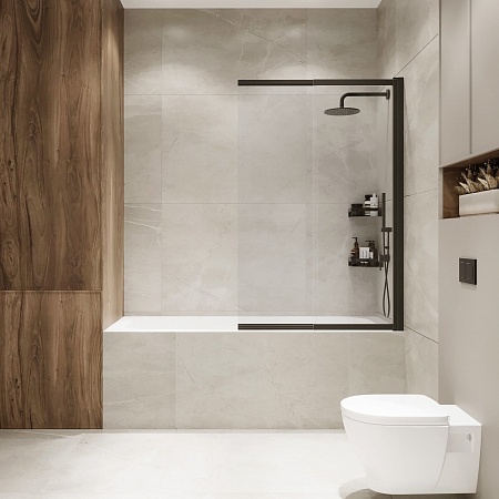 Шторка на ванну слайдер Terminus Ното 01 1500х900 проф.черный Рубцовск - фото 4