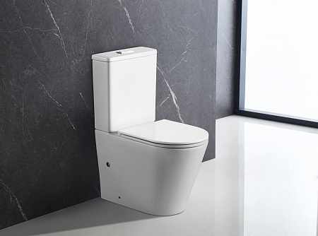 Напольный унитаз-компакт безободковый Terminus Аврора 625х390 белый Рубцовск - фото 1