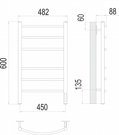 Классик П6 450х600 электро КС ЧЕРНЫЙ МУАР Полотенцесушитель TERMINUS Рубцовск - фото 3 Классик П6 450х600 электро КС ЧЕРНЫЙ МУАР Полотенцесушитель TERMINUS Рубцовск - фото 3