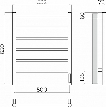 Аврора П6 500х650 Электро Полотенцесушитель  TERMINUS Рубцовск - фото 3