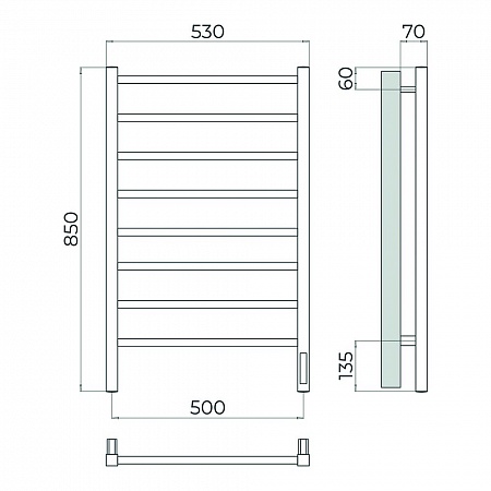 Ватикан П8 500х850 Электро Полотенцесушитель TERMINUS Брашированное золото Рубцовск - фото 4 Ватикан П8 500х850 Электро Полотенцесушитель TERMINUS Брашированное золото Рубцовск - фото 4