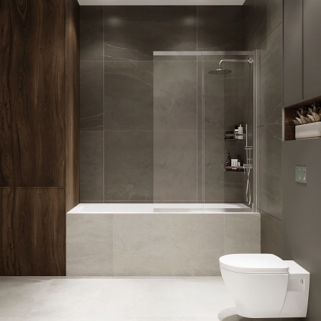 Шторка на ванну слайдер Terminus Ното 01 1500х900 проф.хром Рубцовск - фото 4