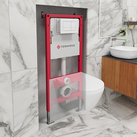 Система инсталляции для подвесного унитаза  500х1125 (4 в 1 с клавишей смыва) Terminus  Рубцовск - фото 1