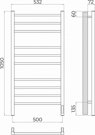 Аврора П10 500х1050 Электро Полотенцесушитель TERMINUS Рубцовск - фото 3 Аврора П10 500х1050 Электро Полотенцесушитель TERMINUS Рубцовск - фото 3