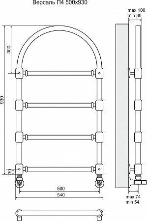 Версаль П4 500*930 Бронза Полотенцесушитель Рубцовск - фото 3