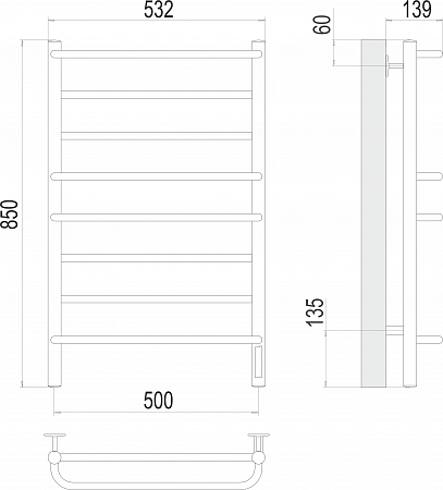 Евромикс П8 500х850 Электро Полотенцесушитель TERMINUS Рубцовск - фото 3