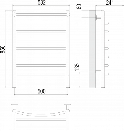 Классик с/п П8 500х850 Электро Полотенцесушитель  TERMINUS Рубцовск - фото 3