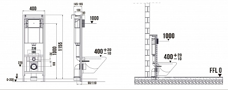 Система инсталляции для подвесного унитаза 400х1160 (4 в 1 с клавишей смыва) Terminus Рубцовск - фото 7