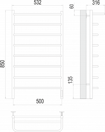 Полка П8 500х850 Электро Полотенцесушитель  TERMINUS Рубцовск - фото 3
