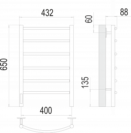 Классик П6 400х650 Электро слева Полотенцесушитель TERMINUS Рубцовск - фото 3 Классик П6 400х650 Электро слева Полотенцесушитель TERMINUS Рубцовск - фото 3