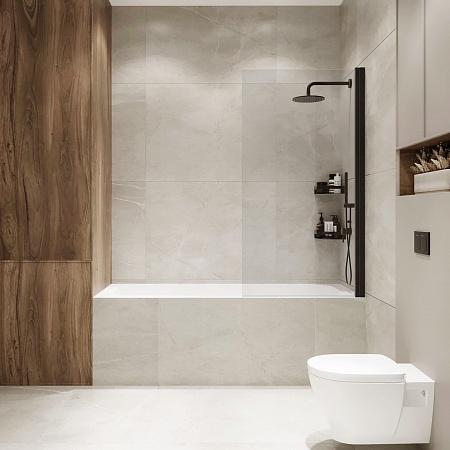 Шторка на ванну распашная Terminus Ното 02 1500х700 проф.черный Рубцовск - фото 3