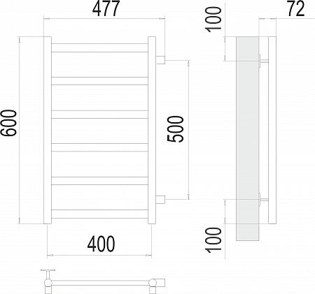 Аврора П6 400х600 бп500 Полотенцесушитель  TERMINUS Рубцовск - фото 3