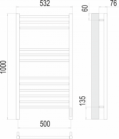 Аврора П12 500х1000 электро Полотенцесушитель TERMINUS Рубцовск - фото 3