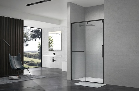 Душевая дверь в нишу слайдер Terminus Альба 01 1400х2200  чёрный Рубцовск - фото 2