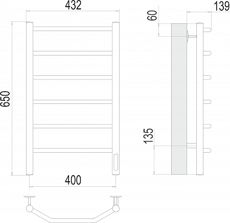 Виктория П6 400х650 Электро Полотенцесушитель TERMINUS Рубцовск - фото 3 Виктория П6 400х650 Электро Полотенцесушитель TERMINUS Рубцовск - фото 3