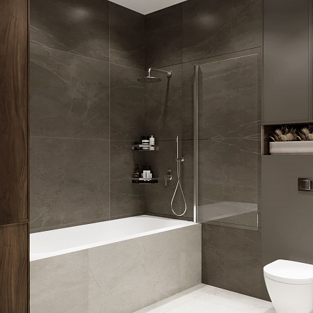 Шторка на ванну распашная Terminus Ното 02 1500х700 проф.хром Рубцовск - фото 2