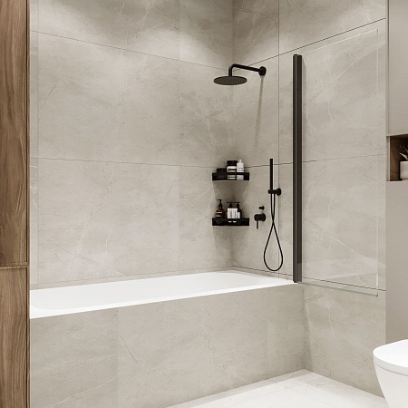 Шторка на ванну распашная Terminus Ното 02 1500х700 проф.черный Рубцовск - фото 2