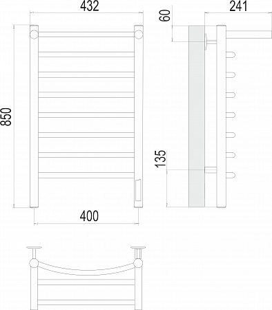 Классик с/п П8 400х850 Электро Полотенцесушитель TERMINUS Рубцовск - фото 3 Классик с/п П8 400х850 Электро Полотенцесушитель TERMINUS Рубцовск - фото 3