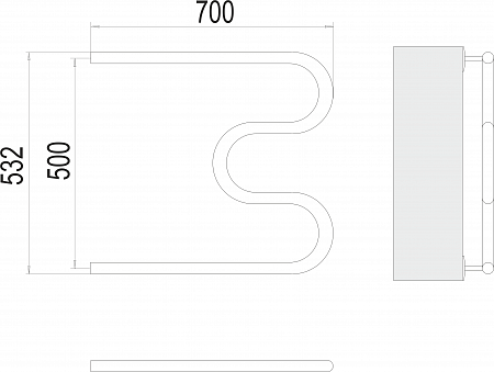 М-обр AISI 32х2 500х700 Полотенцесушитель  TERMINUS Рубцовск - фото 3