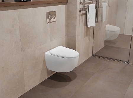 Подвесной унитаз безободковый Terminus Енисей Монолит 560х390 белый Рубцовск - фото 1