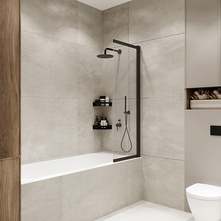 Шторка на ванну слайдер Terminus Ното 01 1500х900 проф.черный Рубцовск - фото 2