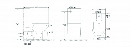 Напольный унитаз-компакт безободковый Terminus Аврора 625х390 белый Рубцовск - фото 2