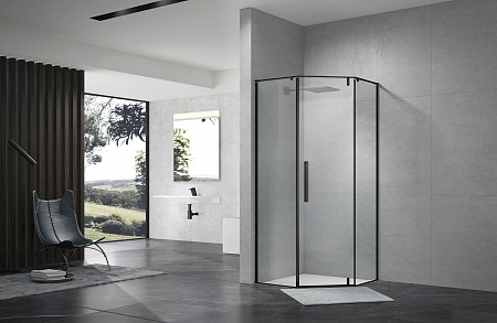 Душевой уголок распашной Terminus Альба 04 1000х1000х2200  трапеция чёрный Рубцовск - фото 2