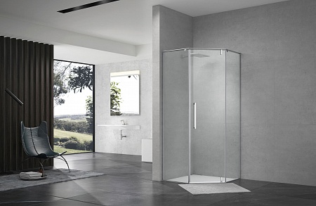 Душевой уголок распашной Terminus Альба 04 1000х1000х2200  трапеция хром Рубцовск - фото 2