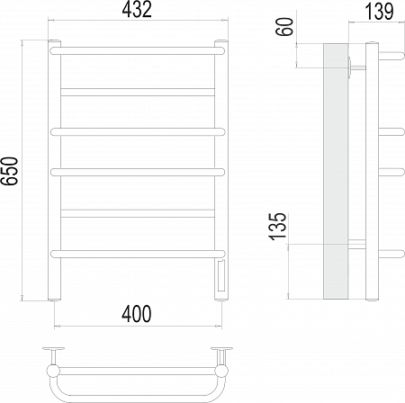 Евромикс П6 400х650 Электро Полотенцесушитель  TERMINUS Рубцовск - фото 3