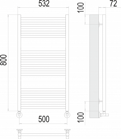 Аврора П16 500х800 Полотенцесушитель  TERMINUS Рубцовск - фото 3